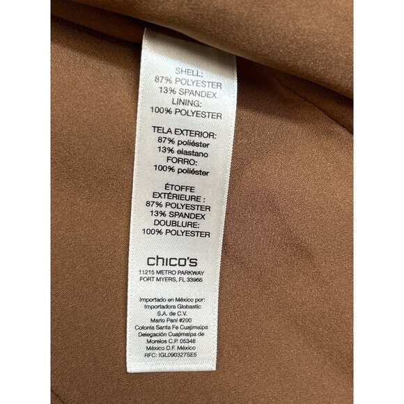Chicos Cape Jacket Womens Size 2 Petite Brown Double-Breasted 3/4 Sleeves Lined - Picture 4 of 6